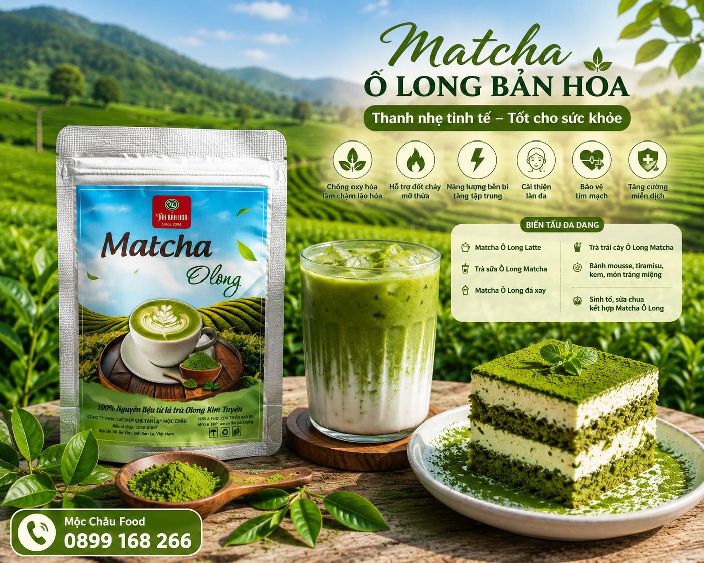 bột matcha ô long bản hoa